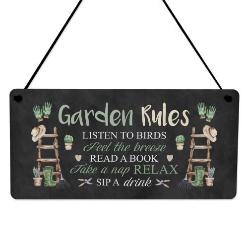 Garden Sign Outside Garden Plaque Funny Garden Rules Sign