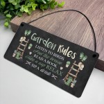 Garden Sign Outside Garden Plaque Funny Garden Rules Sign