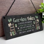 Garden Sign Outside Garden Plaque Funny Garden Rules Sign