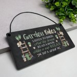 Garden Sign Outside Garden Plaque Funny Garden Rules Sign