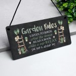 Garden Sign Outside Garden Plaque Funny Garden Rules Sign