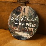 Funny Patio Sign For Garden Round Garden Sign Relax And Unwind