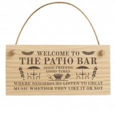 Welcome To The Patio Bar Sign For Garden Engraved Wooden Plaque 