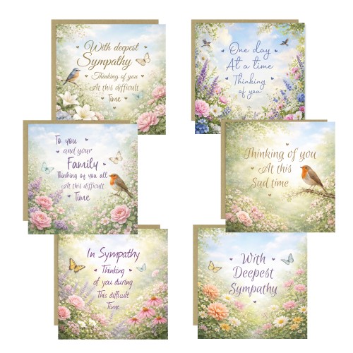 Pack of 6 Sympathy Cards Condolence Bereavement Thinking of You Pack of 6 Sympathy Cards Condolence Bereavement Thinking of You