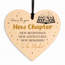 New Chapter Wooden Heart Congratulations New Job Leaving 