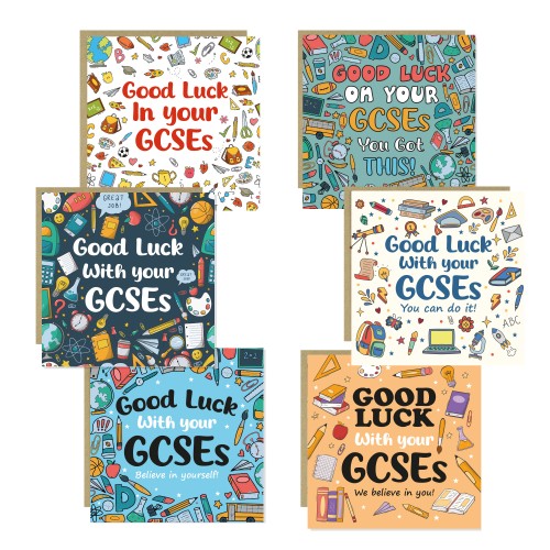 GCSE Good Luck Cards Set of 6 Exam Encouragement Cards for Kids