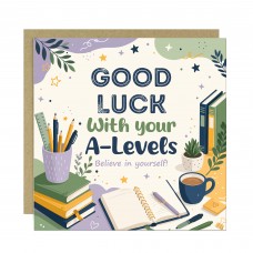 A Levels Encouragement Card Good Luck Exams Card with Envelope