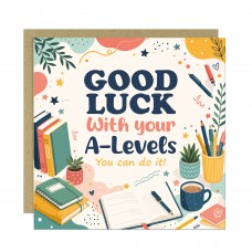 A Level Good Luck Card with Envelope Exam Encouragement Card