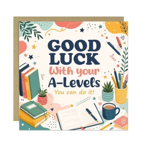 A Level Good Luck Card with Envelope Exam Encouragement Card