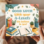 A Level Good Luck Card with Envelope Exam Encouragement Card