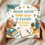 A Level Good Luck Card with Envelope Exam Encouragement Card