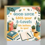 A Level Good Luck Card with Envelope Exam Encouragement Card