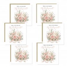 Will You Be My Bridesmaid Proposal Cards Set of 6 with Envelopes