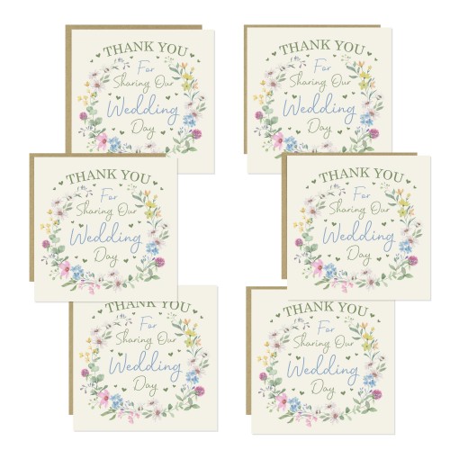 Wedding Day Thank You Cards For Friends and Family Pack of 6