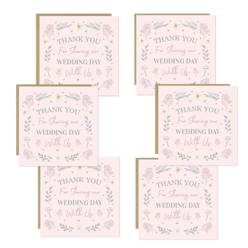 Set of 6 Wedding Thank You Cards with Envelopes Wedding Day Set of 6 Wedding Thank You Cards with Envelopes Wedding Day
