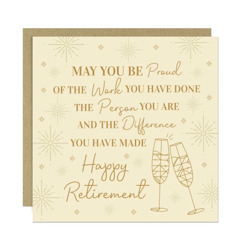 Happy Retirement Card 145x145mm With Kraft Envelope Retirement
