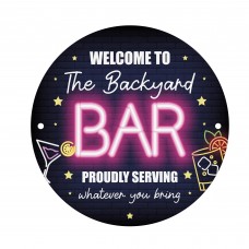 Welcome To The Backyard Bar Sign For Home Bar Neon Style