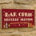Funny Bar Sign For Man Cave BAR OPEN Sign Home Bar Plaque