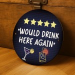 Funny Home Bar Sign Neon Style 5 Stars Would Drink Here Again
