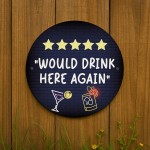 Funny Home Bar Sign Neon Style 5 Stars Would Drink Here Again