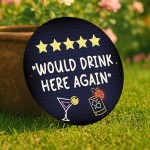 Funny Home Bar Sign Neon Style 5 Stars Would Drink Here Again