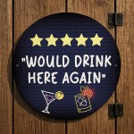 Funny Home Bar Sign Neon Style 5 Stars Would Drink Here Again