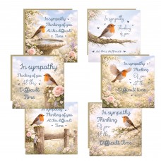 Sympathy Cards Pack of 6 Robin Memorial Condolences Cards