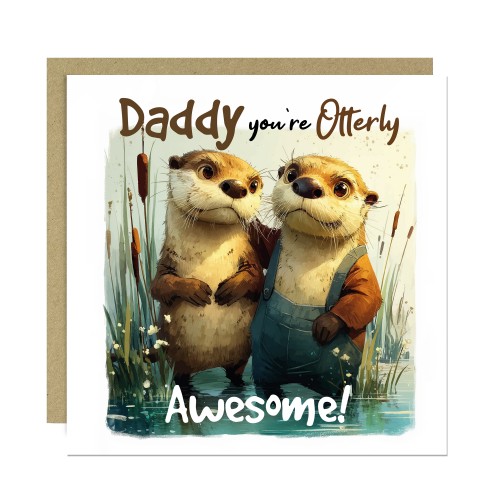 Daddy Birthday Card Cute Fathers Day Card Otterly Awesome Card Daddy Birthday Card Cute Fathers Day Card Otterly Awesome Card