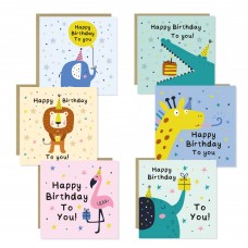 Birthday Cards With Envelopes Multipack of 6 Cards For Children 