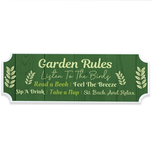 Garden Rules Wall Plaque Garden Shed Summer House Signs