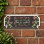 Garden Rules Plaque Sign Garden Shed Decor For Outside