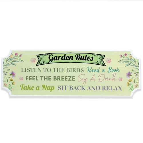 Garden Rules Sign For Shed Fence Patio Gardening Gift 30x10cm