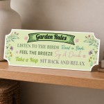 Garden Rules Sign For Shed Fence Patio Gardening Gift 30x10cm