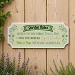 Garden Rules Sign For Shed Fence Patio Gardening Gift 30x10cm