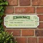 Garden Rules Sign For Shed Fence Patio Gardening Gift 30x10cm