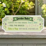 Garden Rules Sign For Shed Fence Patio Gardening Gift 30x10cm