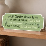 Garden Rules Outdoor Sign Acrylic Plaque Weatherproof Garden