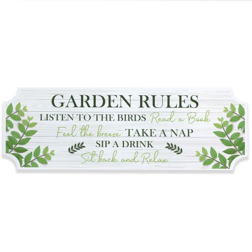 Garden Rules Plaque Outdoor Sign Acrylic Garden Shed 30x10cm