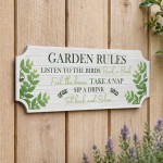 Garden Rules Plaque Outdoor Sign Acrylic Garden Shed 30x10cm