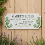 Garden Rules Plaque Outdoor Sign Acrylic Garden Shed 30x10cm
