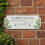Garden Rules Plaque Outdoor Sign Acrylic Garden Shed 30x10cm