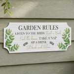 Garden Rules Plaque Outdoor Sign Acrylic Garden Shed 30x10cm