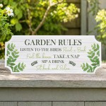 Garden Rules Plaque Outdoor Sign Acrylic Garden Shed 30x10cm