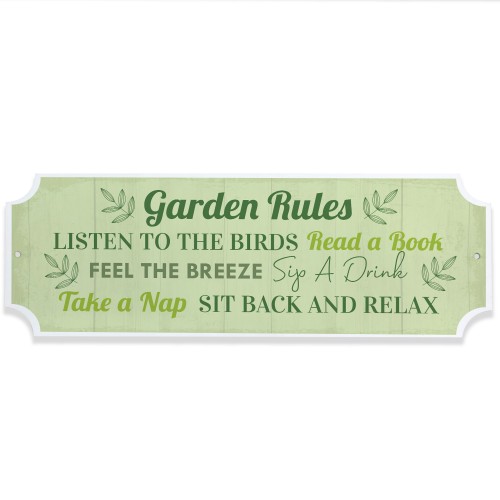 Garden Rules Wall Plaque 300x100mm Garden Decor Plaques