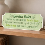 Garden Rules Wall Plaque 300x100mm Garden Decor Plaques