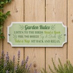 Garden Rules Wall Plaque 300x100mm Garden Decor Plaques