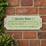 Garden Rules Wall Plaque 300x100mm Garden Decor Plaques