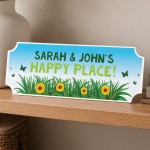 Personalised Garden Sign For Outside HAPPY PLACE Plaque