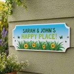 Personalised Garden Sign For Outside HAPPY PLACE Plaque