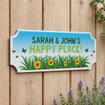 Personalised Garden Sign For Outside HAPPY PLACE Plaque